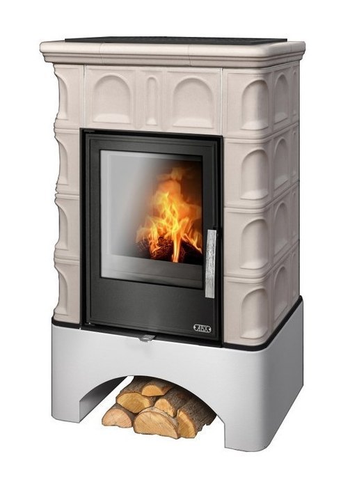 Кафельная печь-камин ABX Britania KI (белый цоколь) с допуском воздуха