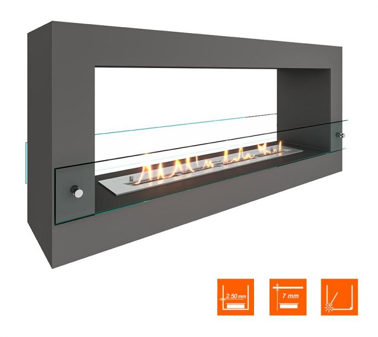 Биокамин SteelHeat FRAME ONE 1000 серый (Стекло)