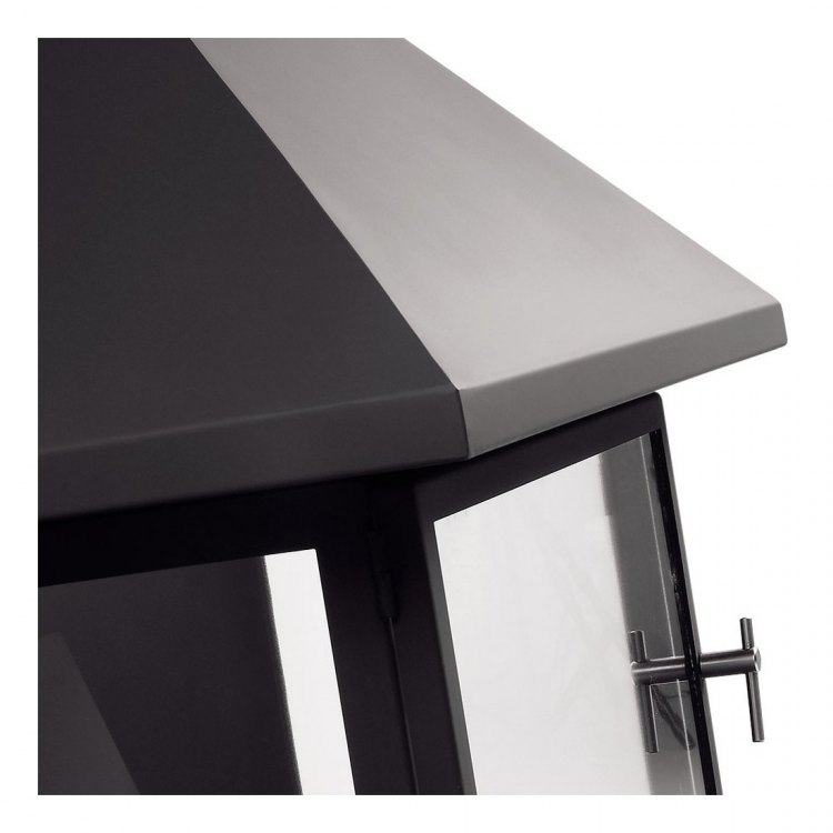 Камин VULCANO CENTRAL, со стеклом, полка-сталь, чёрный (Traforart)