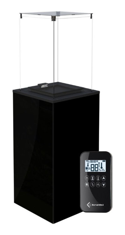 Газовый нагреватель Kratki PATIO mini, CZ (черное стекло) с пультом ДУ