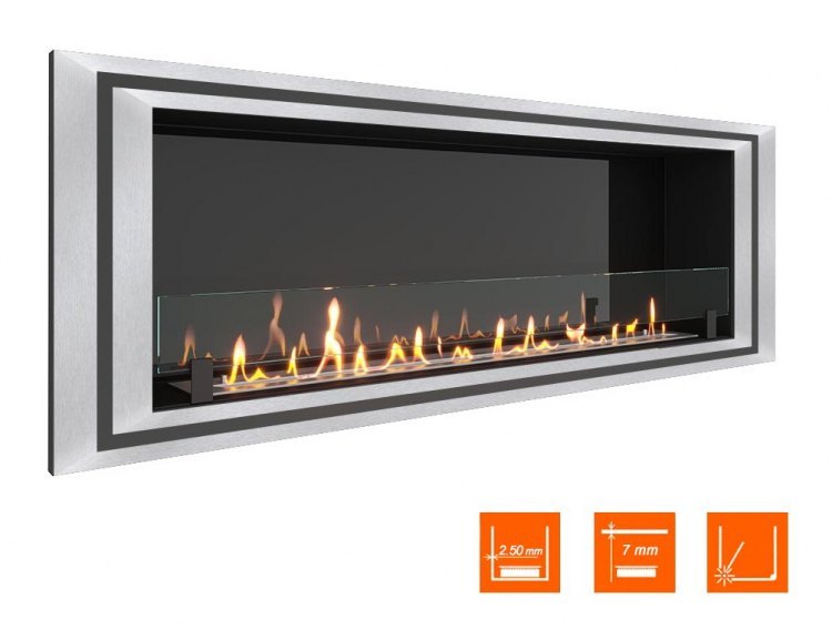 Биокамин в нишу SteelHeat LONG-D 1500 XL (Стекло + Стемалит)
