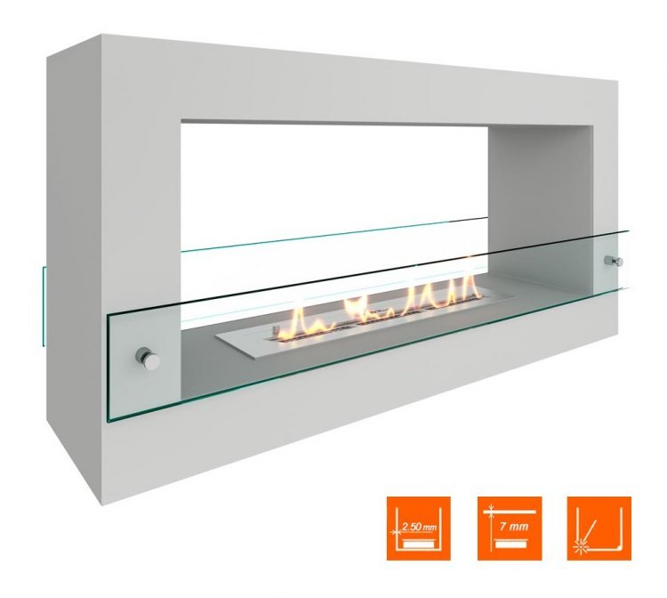 Биокамин SteelHeat FRAME ONE 900 белый (Стекло)