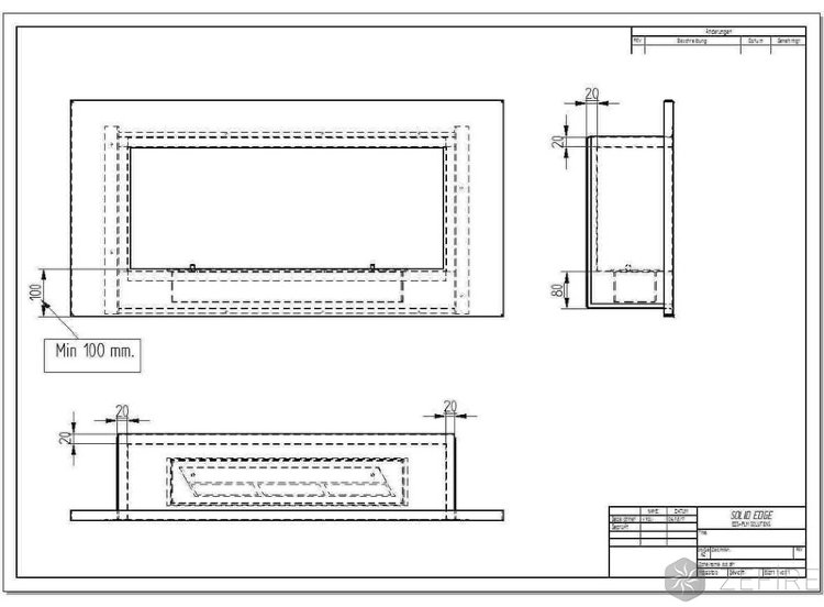 Теплоизоляционный корпус для встраивания в мебель для очага 1800 мм