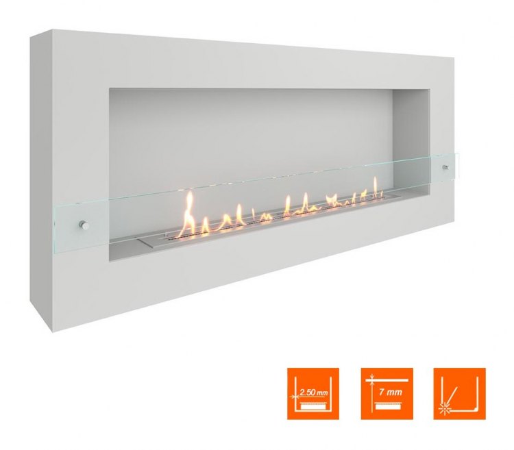 Биокамин SteelHeat WALL GRAND 1500 белый (Стекло)