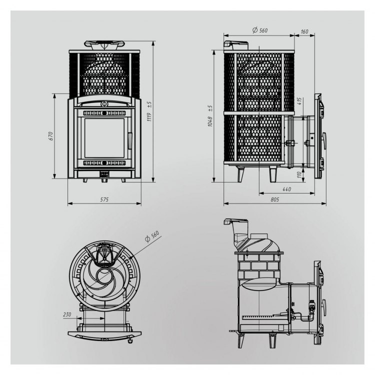 Банная печь Атмосфера XL сетка нержавейка с газовой горелкой