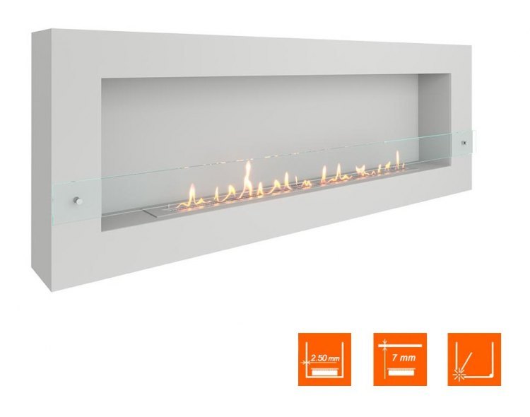 Биокамин SteelHeat WALL GRAND 1800 белый (Стекло)