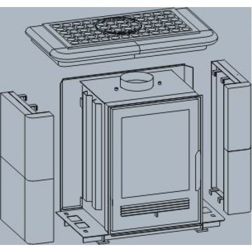 Кафельная печь-камин ABX Bavaria K (прямой цоколь, вставка КОМБО) 6,9 кВт