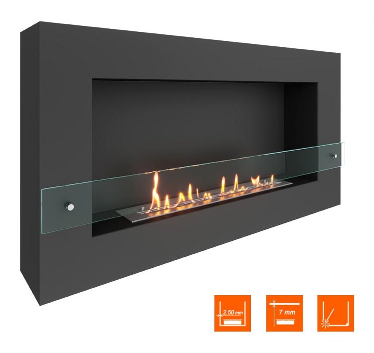 Биокамин SteelHeat WALL GRAND 1200 черный (Стекло)