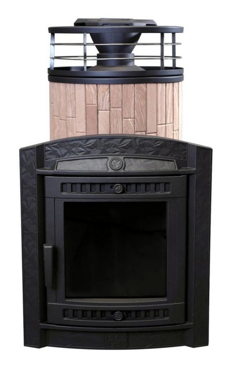 Банная печь Атмосфера L Окаменевшее дерево ламель + сетка с Тоннелем