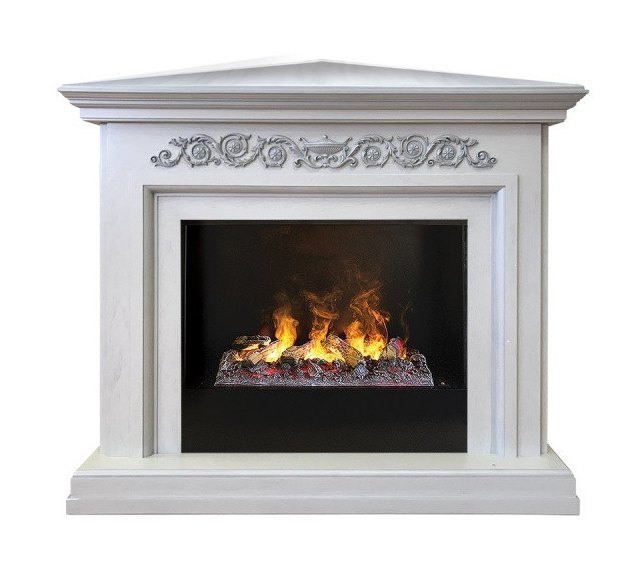 Электрокамин Leticia Corner 26 WT с очагом 3D Cassette 630 + Black вставка