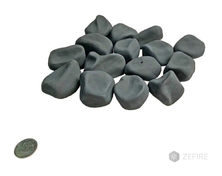 Декоративные керамические камни черные матовые 14 шт (ZeFire)