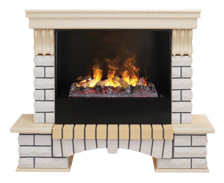 Электрокамин Country 26 WT с очагом 3D Cassette 630 + Black вставка