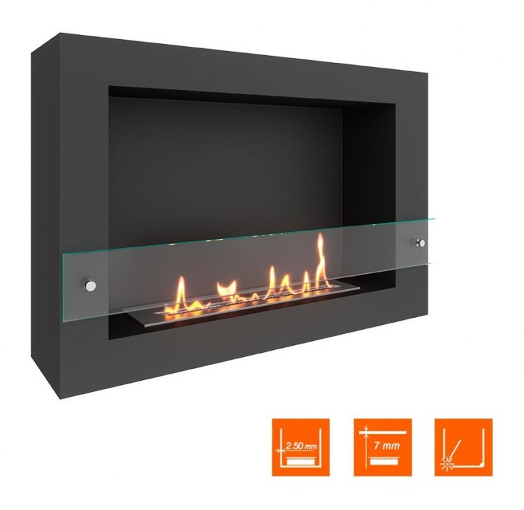 Биокамин SteelHeat WALL ONE 800 черный (Стекло)