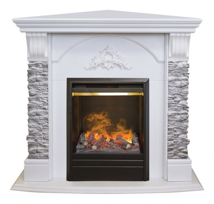 Электрокамин Athena Corner GR WT c очагом 3D Olympic