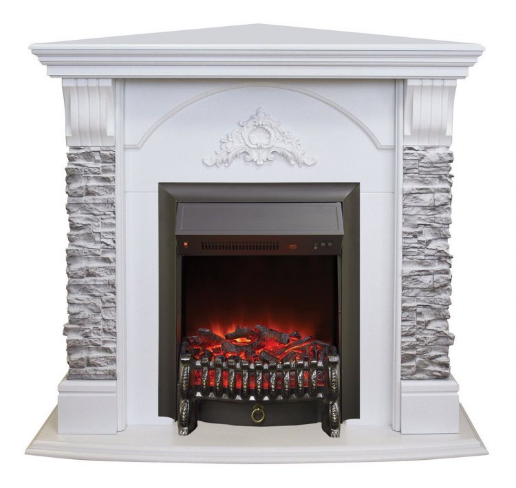 Электрокамин Athena Corner  WT GR с  Fobos Lux BL