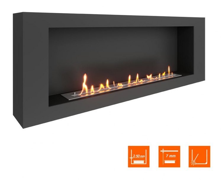 Биокамин SteelHeat WALL LONG 1500 черный (Стандарт)