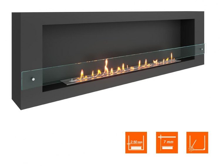 Биокамин SteelHeat WALL LONG 1800 черный (Стекло)