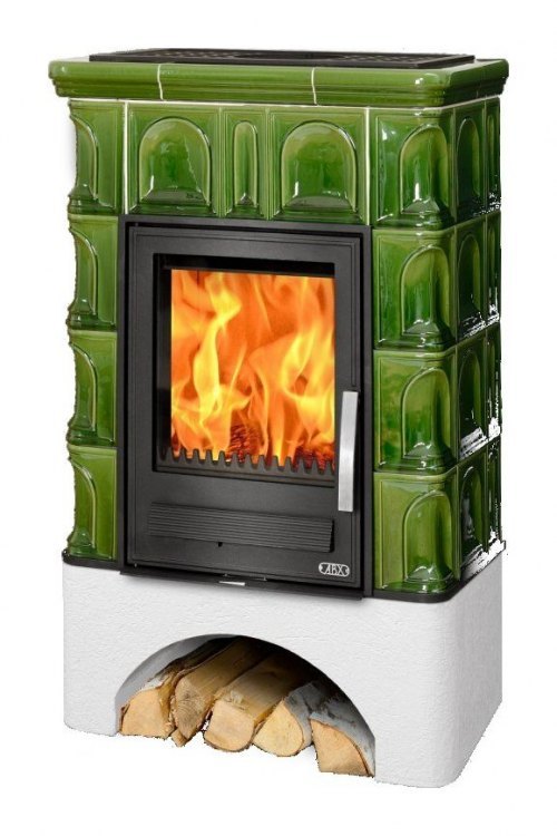 Кафельная печь-камин ABX Britania К с ТО 6,9 кВт (белый цоколь)