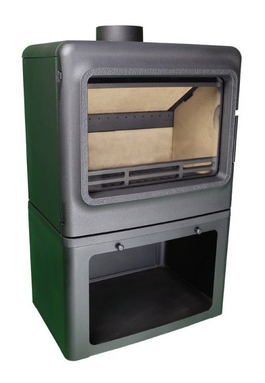 Чугунная печь камин Firebird Leopard 9кВт, с дровником