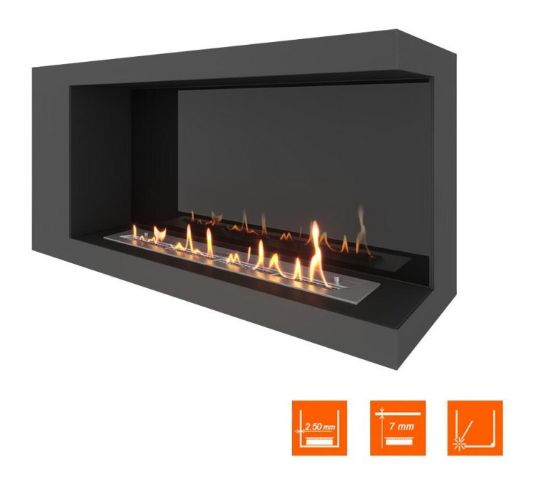 Биокамин угловой SteelHeat LONG 1000 правый (Стемалит)