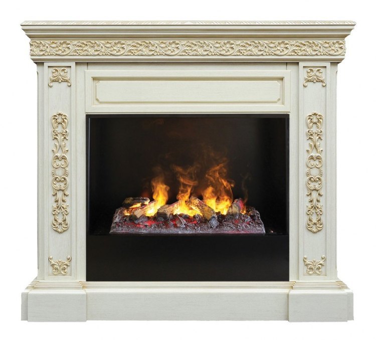 Электрокамин RealFlame Ekaterina WT 3D Cassette 630 + Black вставка