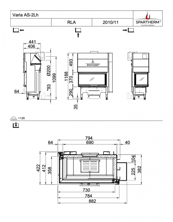 Каминная топка Spartherm Linear 4S Varia AS 2Lh/2Rh