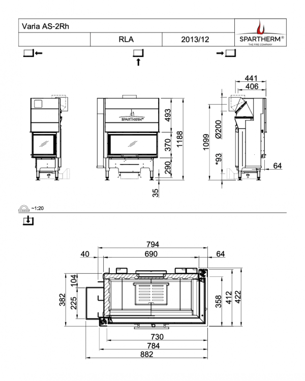 Каминная топка Spartherm Linear 4S Varia AS 2Lh/2Rh
