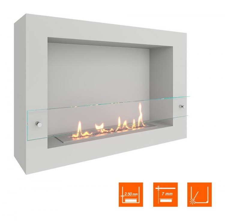 Биокамин SteelHeat WALL ONE 800 белый (Стекло)