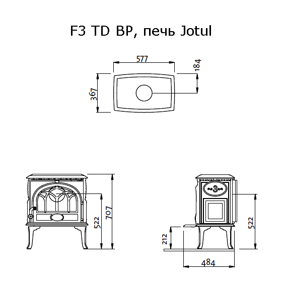 Чугунная печь-камин Jotul F 3 TD BP