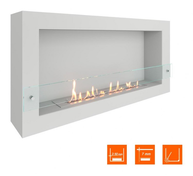 Биокамин SteelHeat WALL ONE 1100 белый (Стекло)