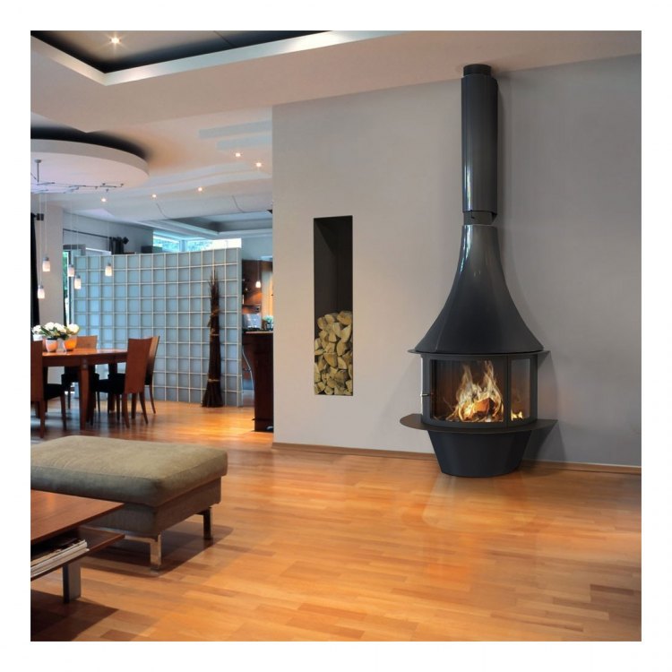 Камин LORENA FRONTAL, пристенный, чёрный (Traforart)