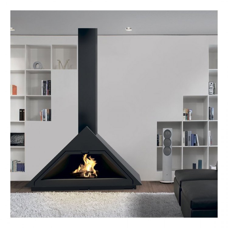Камин MADRID FRONTAL, вертикальная центральная труба, чёрный (Traforart)