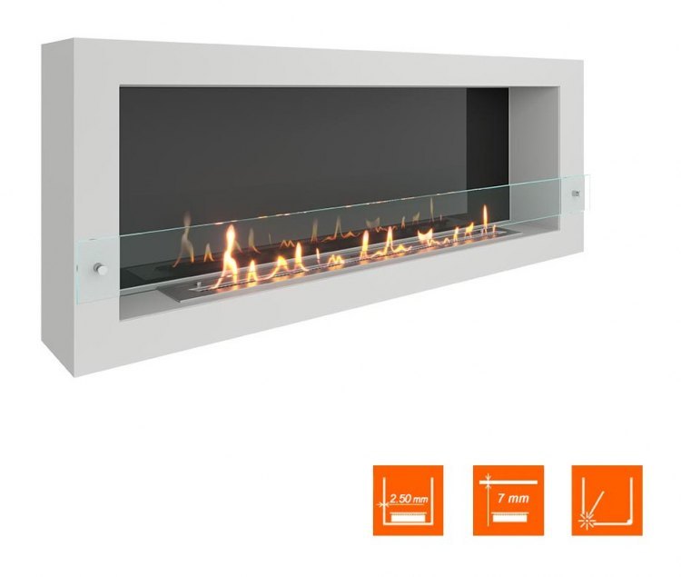 Биокамин SteelHeat WALL ONE 1400 белый (Стекло + Стемалит)